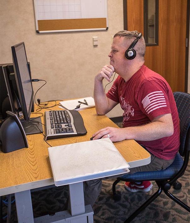 Student at computer